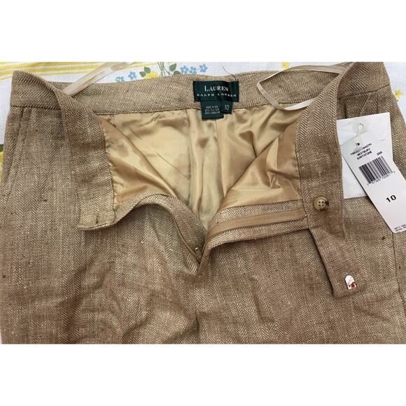 Lauren Ralph Lauren Westbury Linen Pants Earthtone Size 10 Wide Leg NWT - Picture 3 of 12